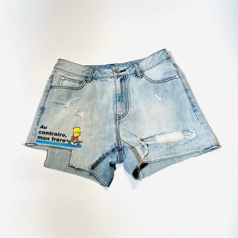 The Simpsons jeans shorts Bart Simpson jean shorts distressed women size 27